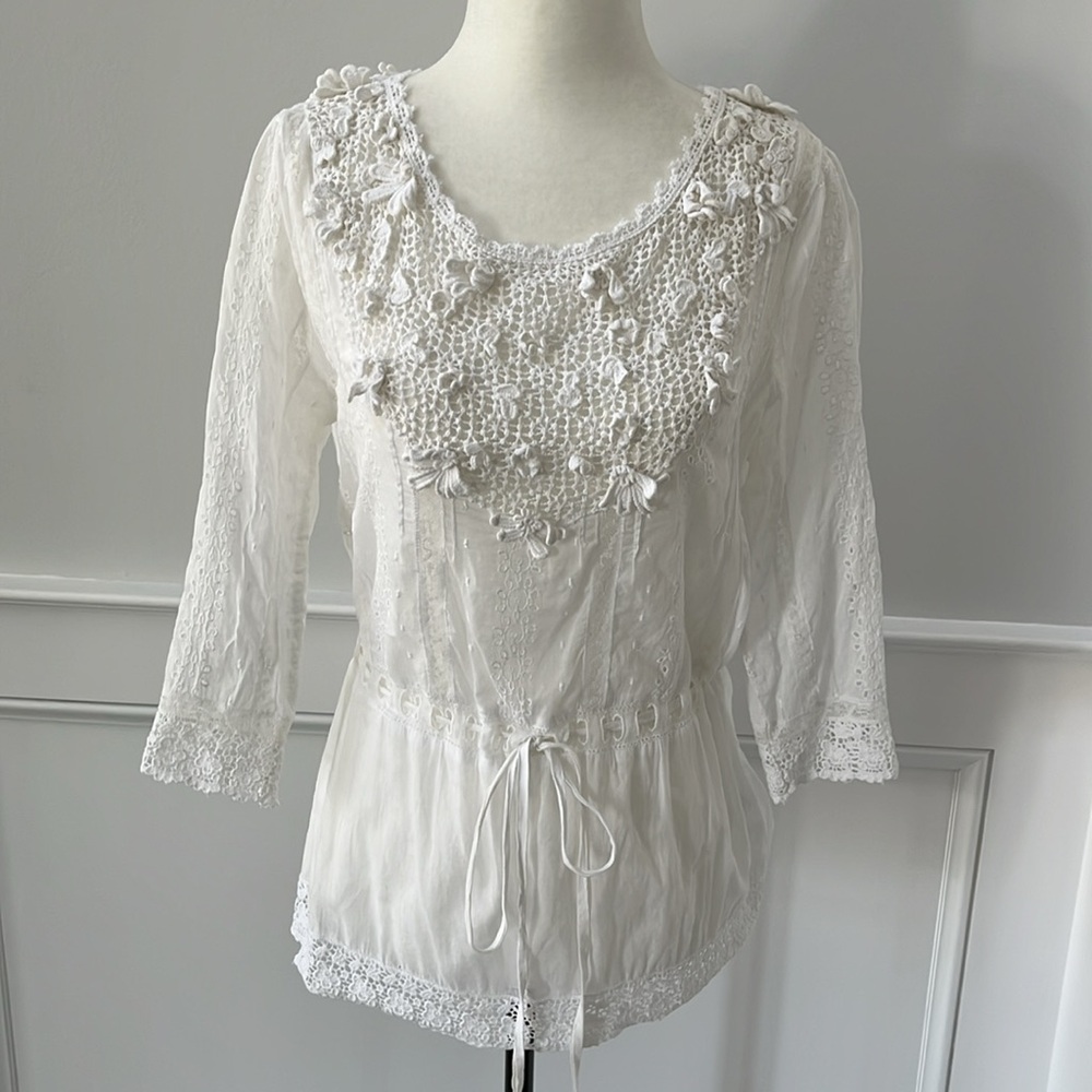 Sandro Lace Eyelet Blouse - Romantic Cowboy Boho